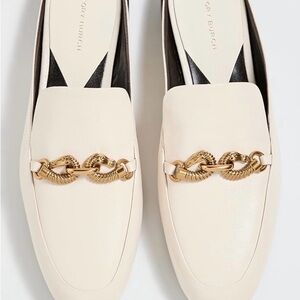 Tory Burch Ivory Loafers with Gold Accent